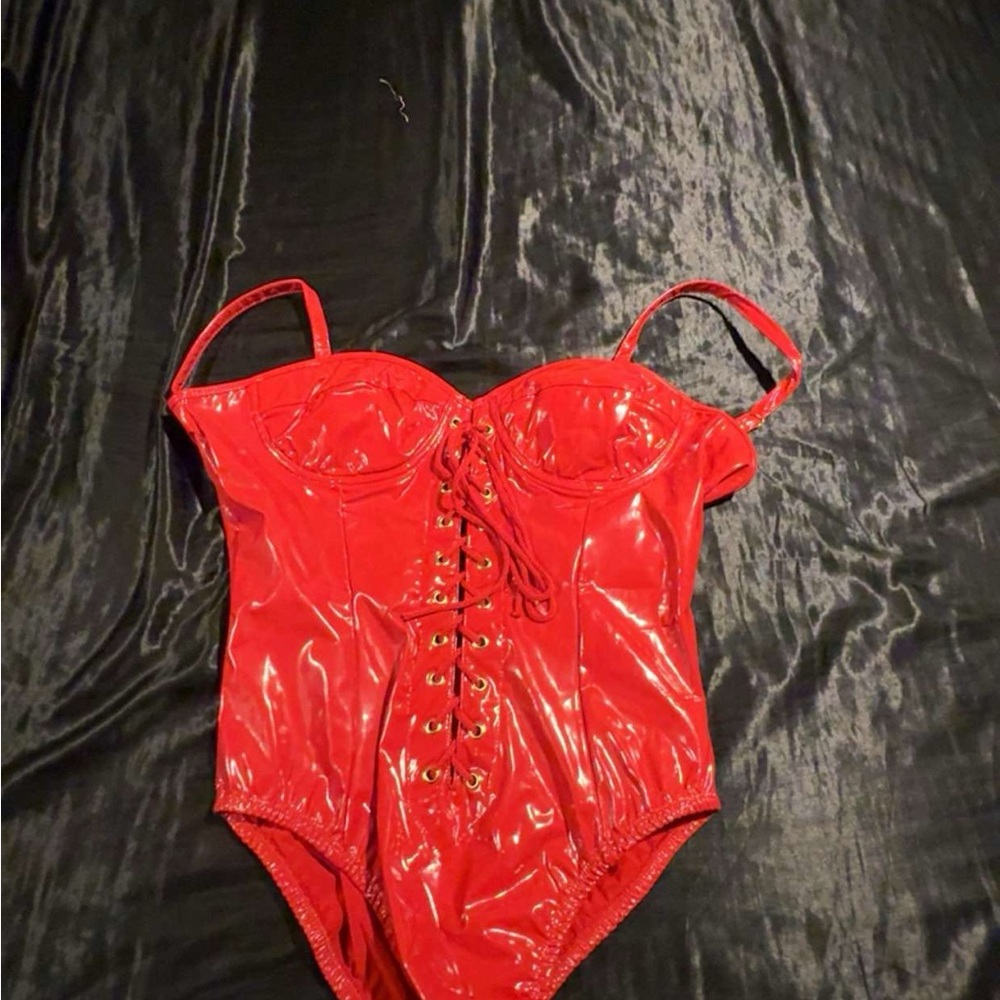 Red Lace-Up Kids One Piece